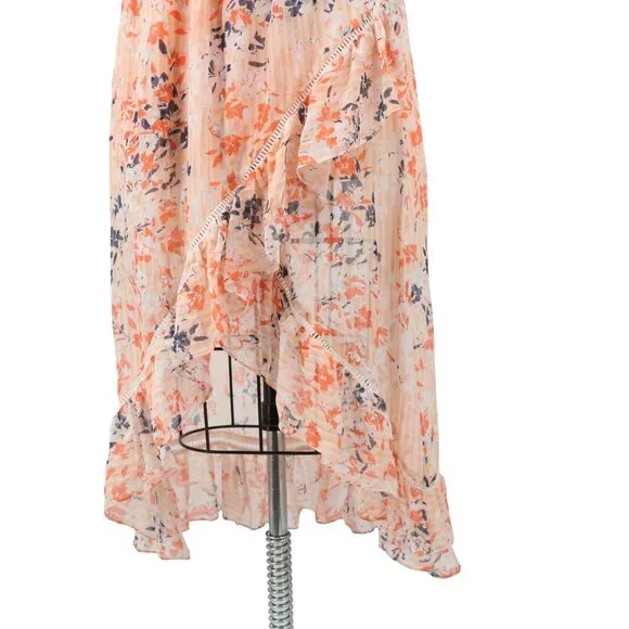 Ramy Brook Manon Dress Strapless Silk Floral Ruffle Midi S Blush Combo - Picture 5 of 9